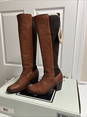 2nd Frye Women’s Leather Boots Janis Gore Tall Whiskey 2.75” heels size 7 M